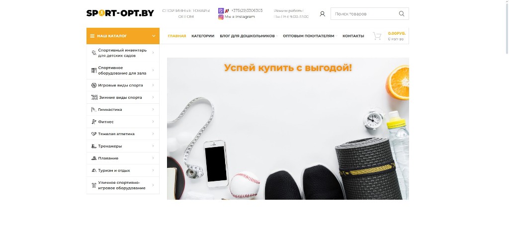 Оптовая торговля спортивными товарами + интернет-магазин